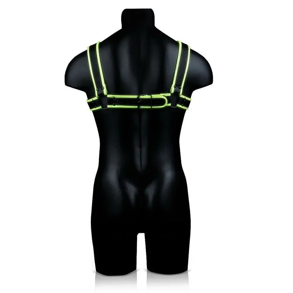 🦋B2G1🦋OUCH! Glow In The Dark NEON GREEN Bonded Leather Chest Bulldog Harness S/M